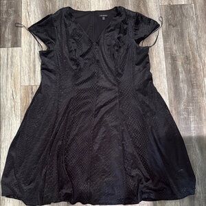 Lane Bryant Black Ruffled Buttoned Blouse